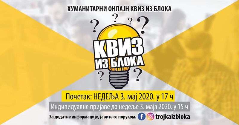 Prijavite se za humanitarni onlajn "Kviz iz bloka"