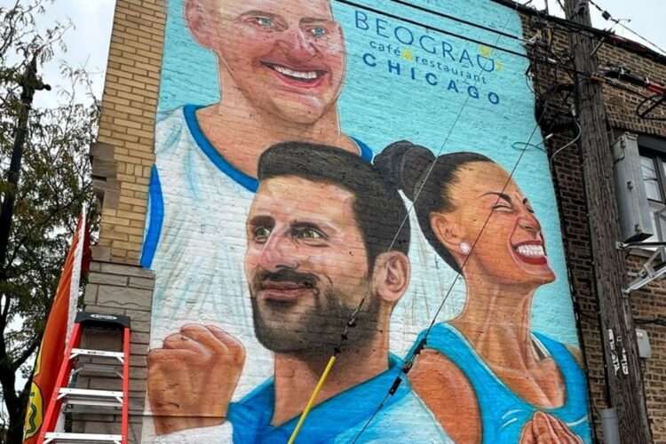 Čikago: Dovršen mural u čast Đokovića, Vulete i Jokića - Chicago Glasnik