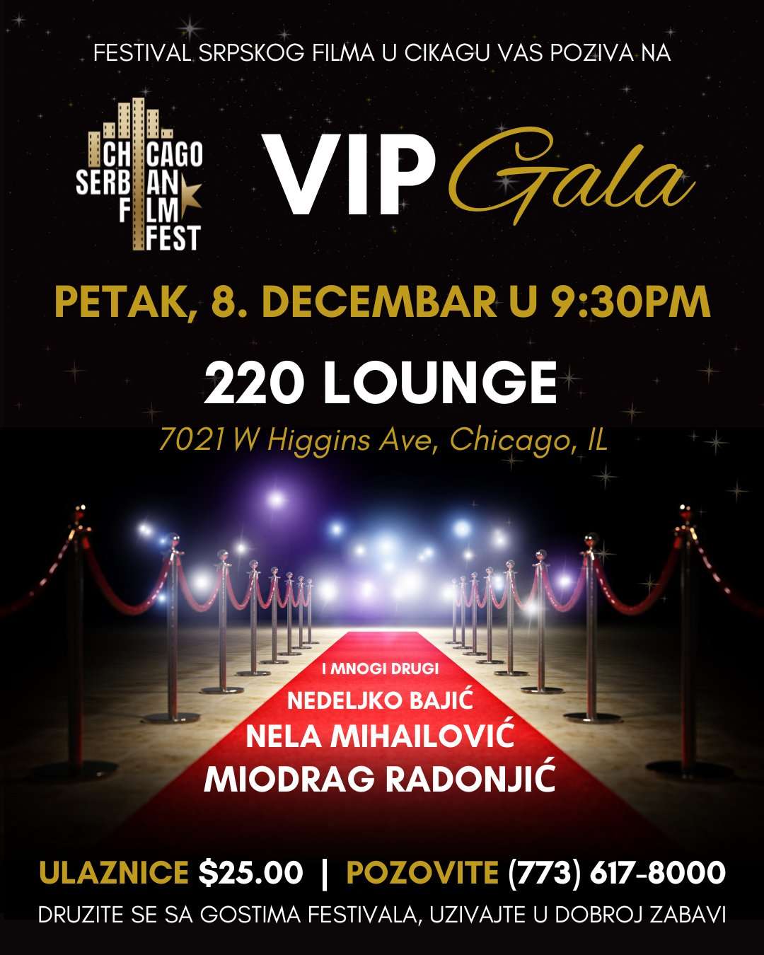 FESTIVAL SRPSKOG FILMA U ČIKAGU VAS POZIVA NA VIP GALA