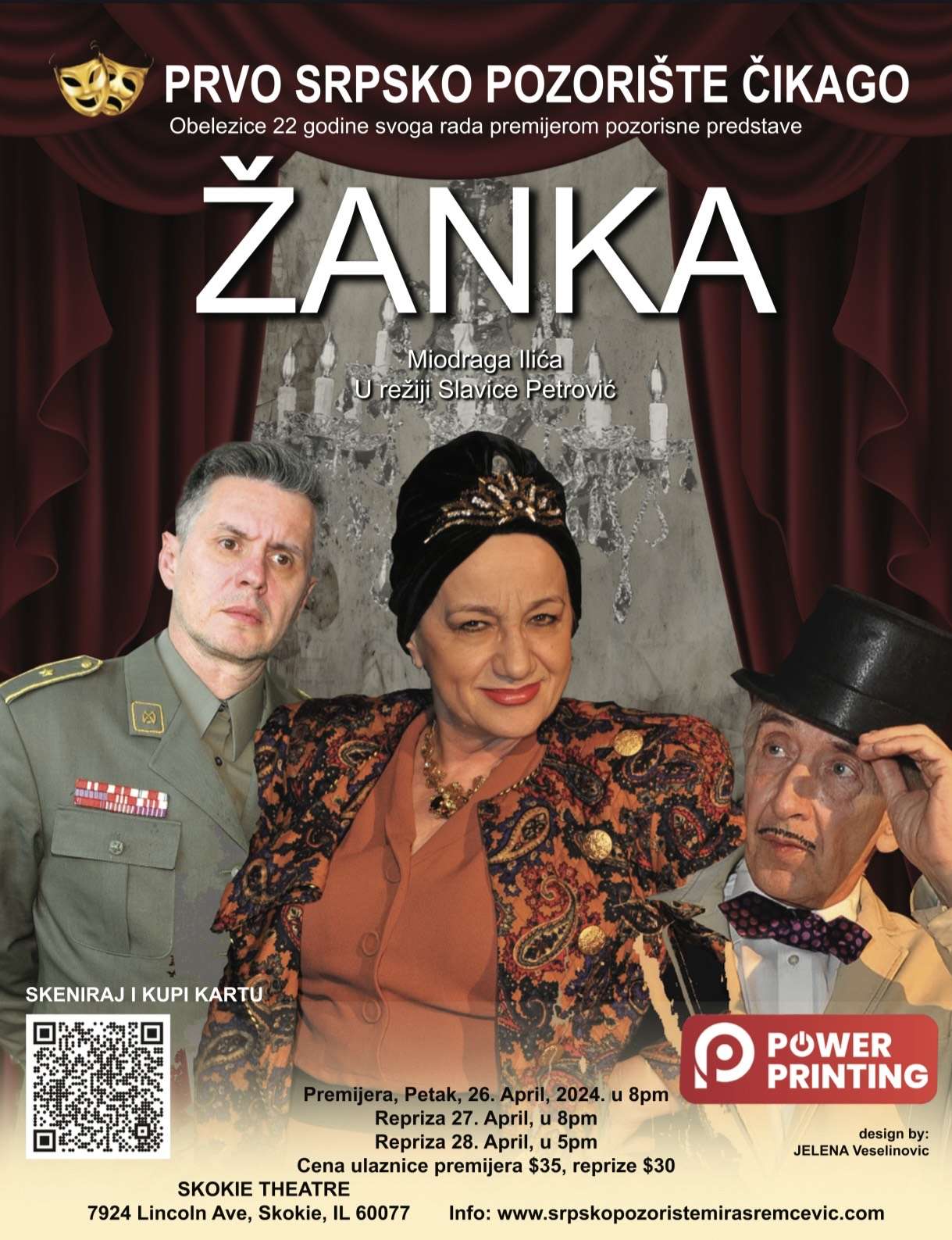 Premijera pozorišne predstave "Žanka" 26. aprila u Čikagu