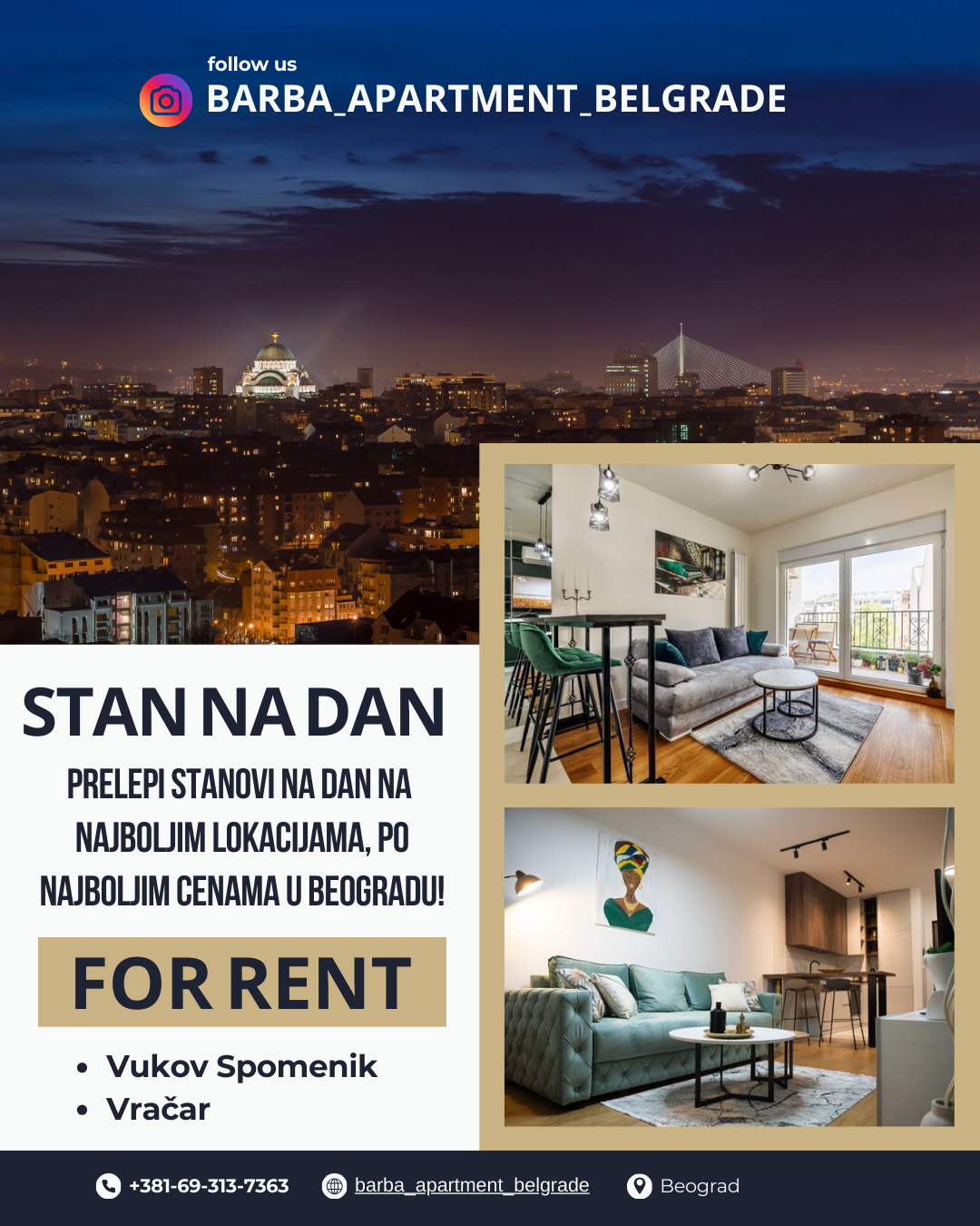 For Rent - Prelepi stanovi na dan na najboljim lokacijama u Beogradu - Chicago Glasnik