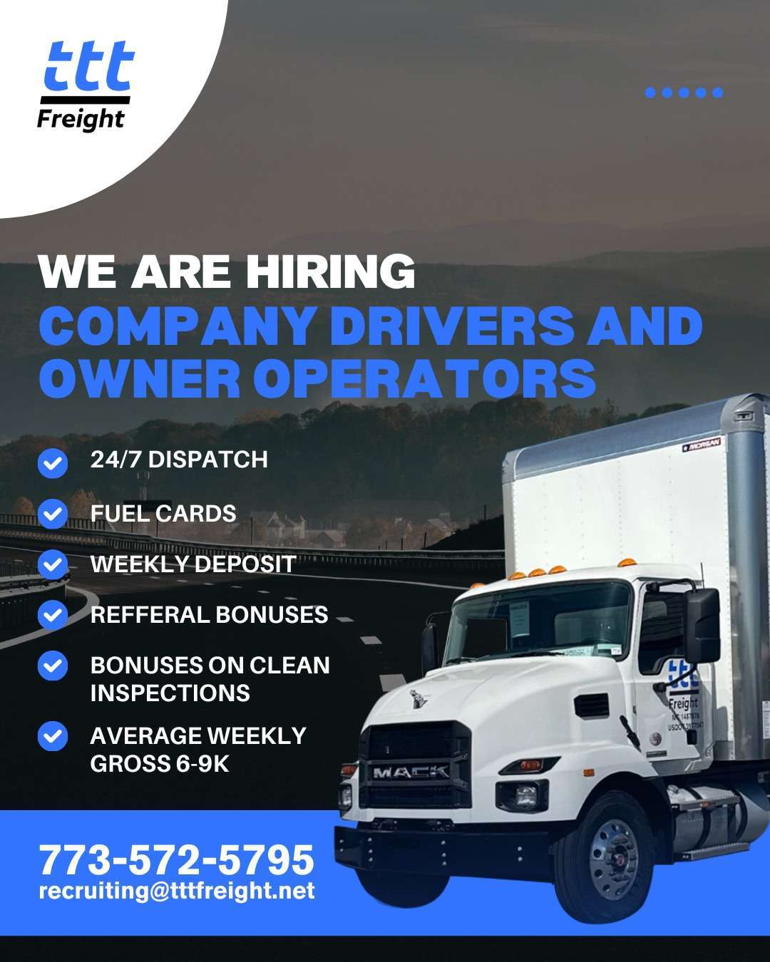 Looking for Company Drivers and Owner Operators - TTT Freight - Chicago Glasnik