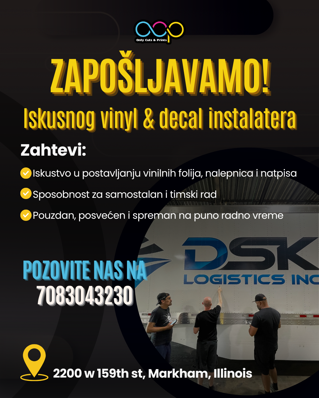 Only Cuts and Prints širi tim - Tražimo instalatera - Chicago Glasnik