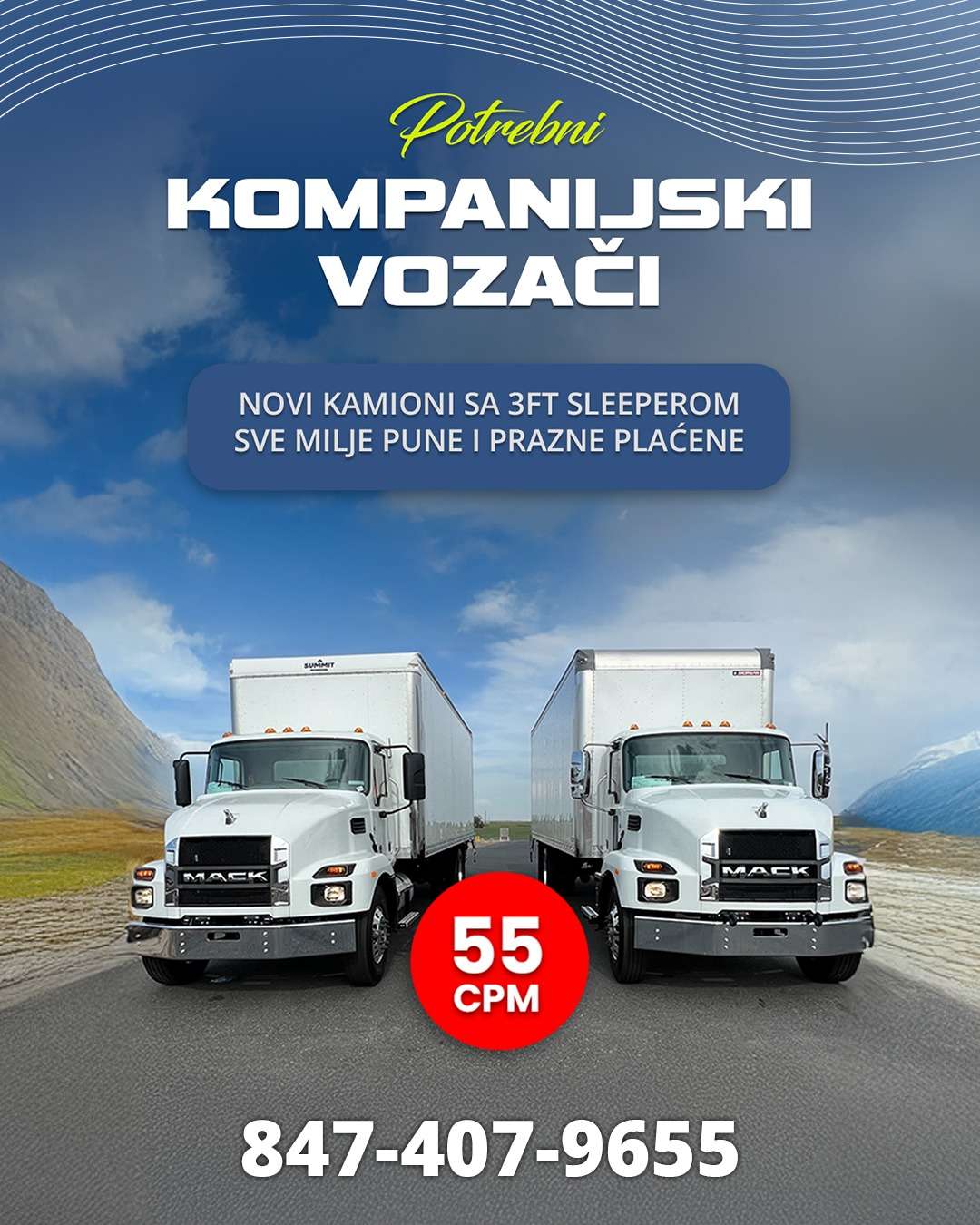 Potrebni kompanijski vozači za Box kamione - 55 CPM. Sve milje plaćene, pune i prazne - Chicago Glasnik