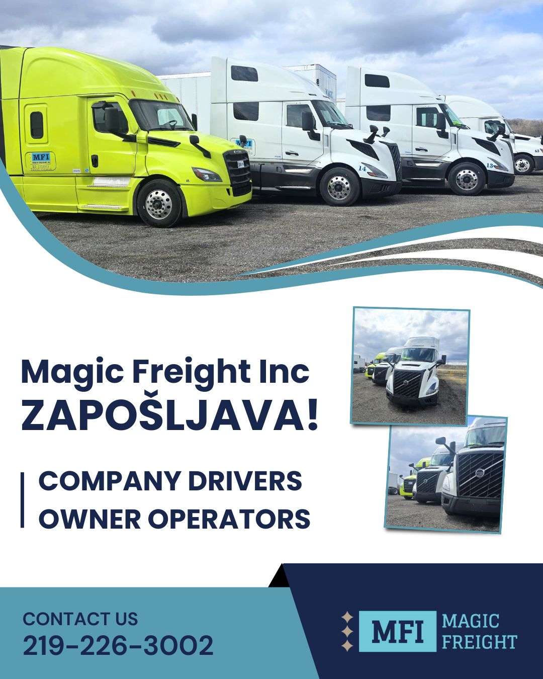 Magic Freight INC zapošljava - potrebni owner operatori i kompanijski vozači - Chicago Glasnik