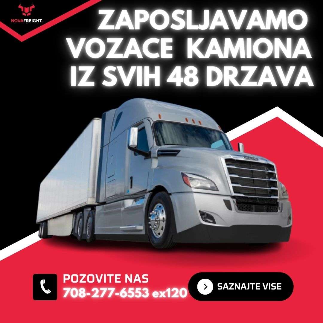 ZAPOSLJAVAMO VOZACE KAMIONA KLASE A - 65/76 CPM (Sve milje placene!) + Bonus za prijavu - OTR - Dry van - Chicago Glasnik