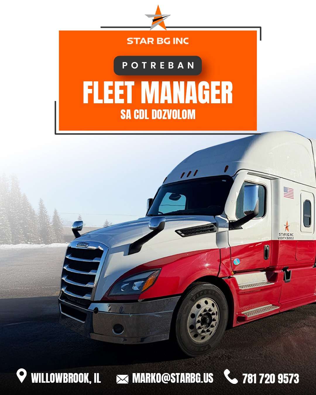 Kompaniji Star Bg Inc sa sedištem u Willowbrook, IL potreban Fleet Manager sa CDL dozvolom - Chicago Glasnik