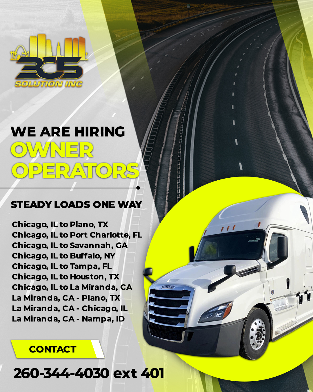 Top OTR Routes Available Now: Chicago, Texas, Florida