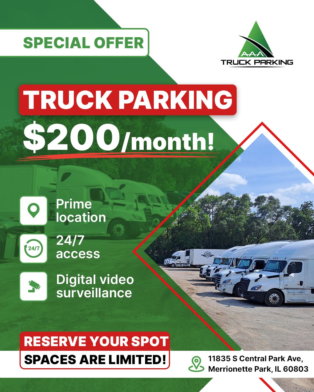 24/7 Monitored Truck Parking – Reserve Your Spot Now Only