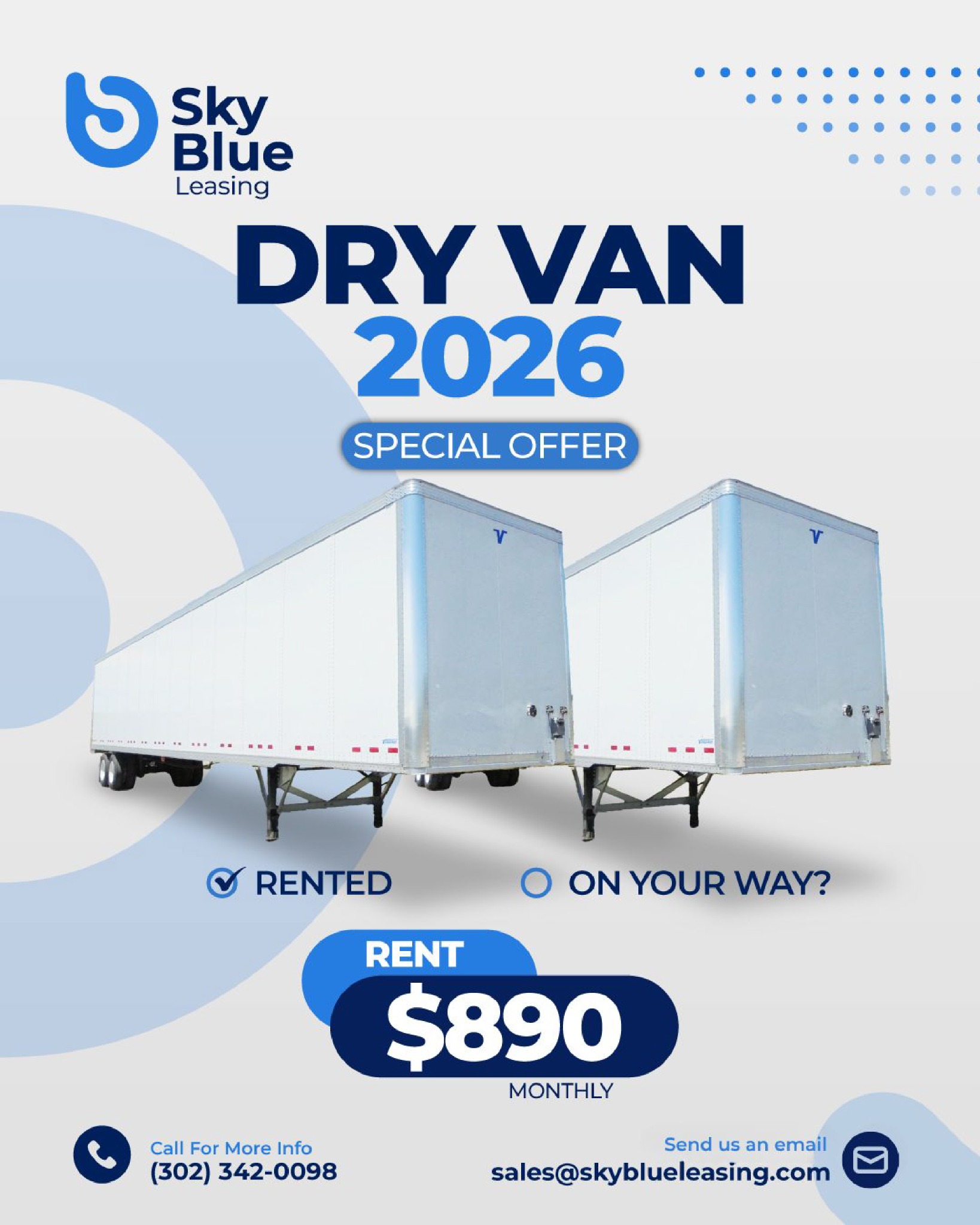 Lease a 2026 Dry Van for $890 Monthly