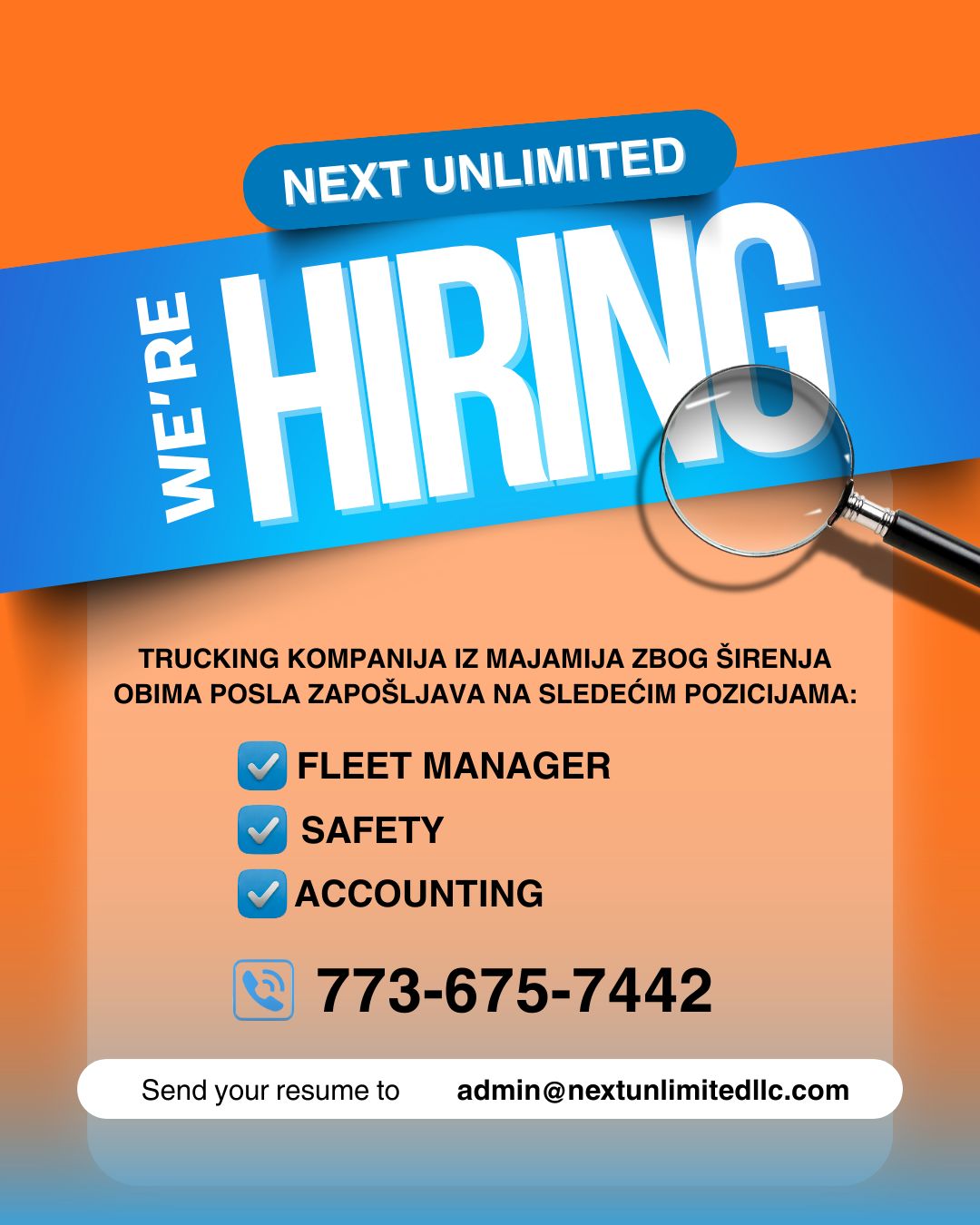 Otvorene kancelarijske pozicije u trucking kompaniji