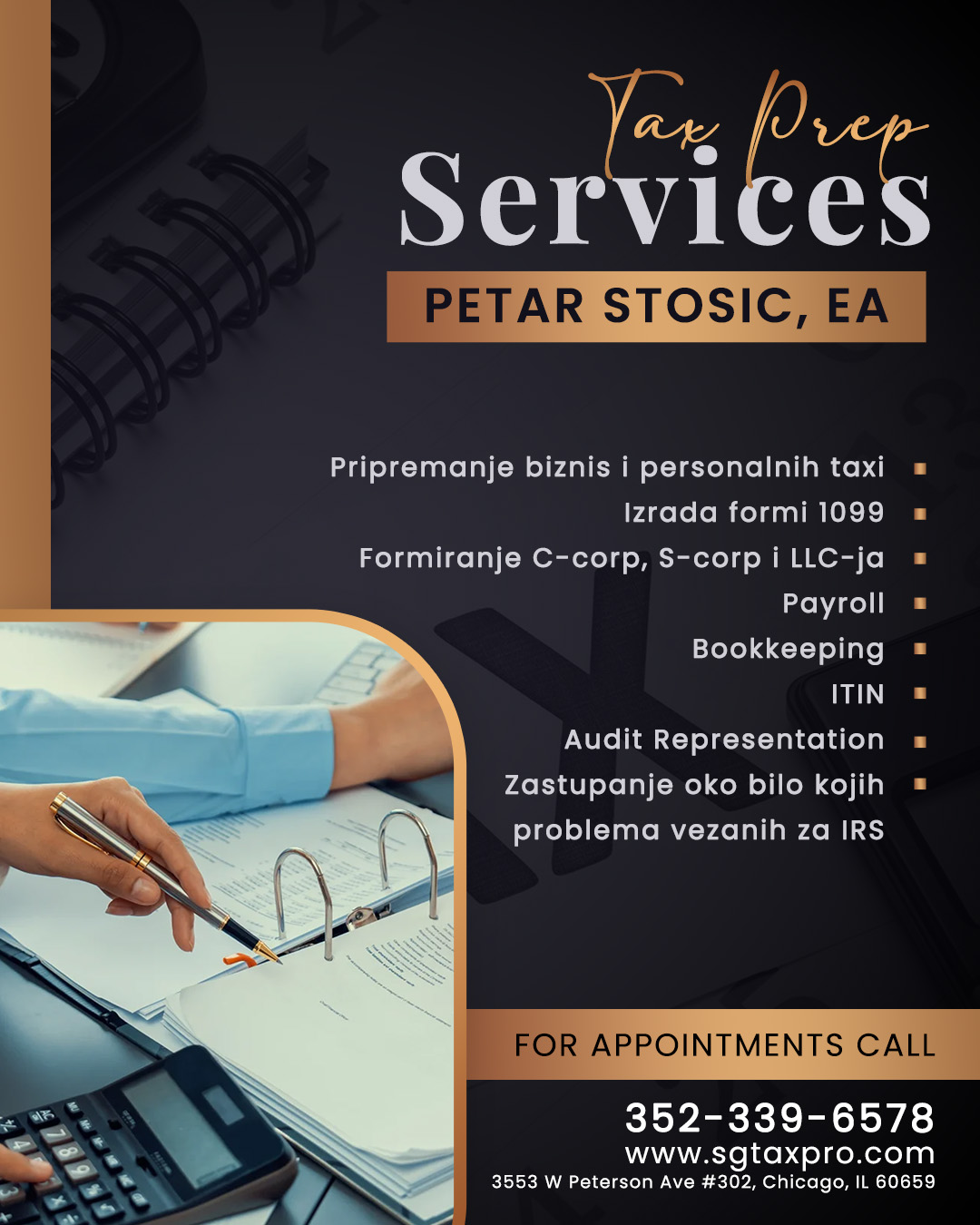 Pouzdane Poreske Usluge u Čikagu – Petar Stosić, EA