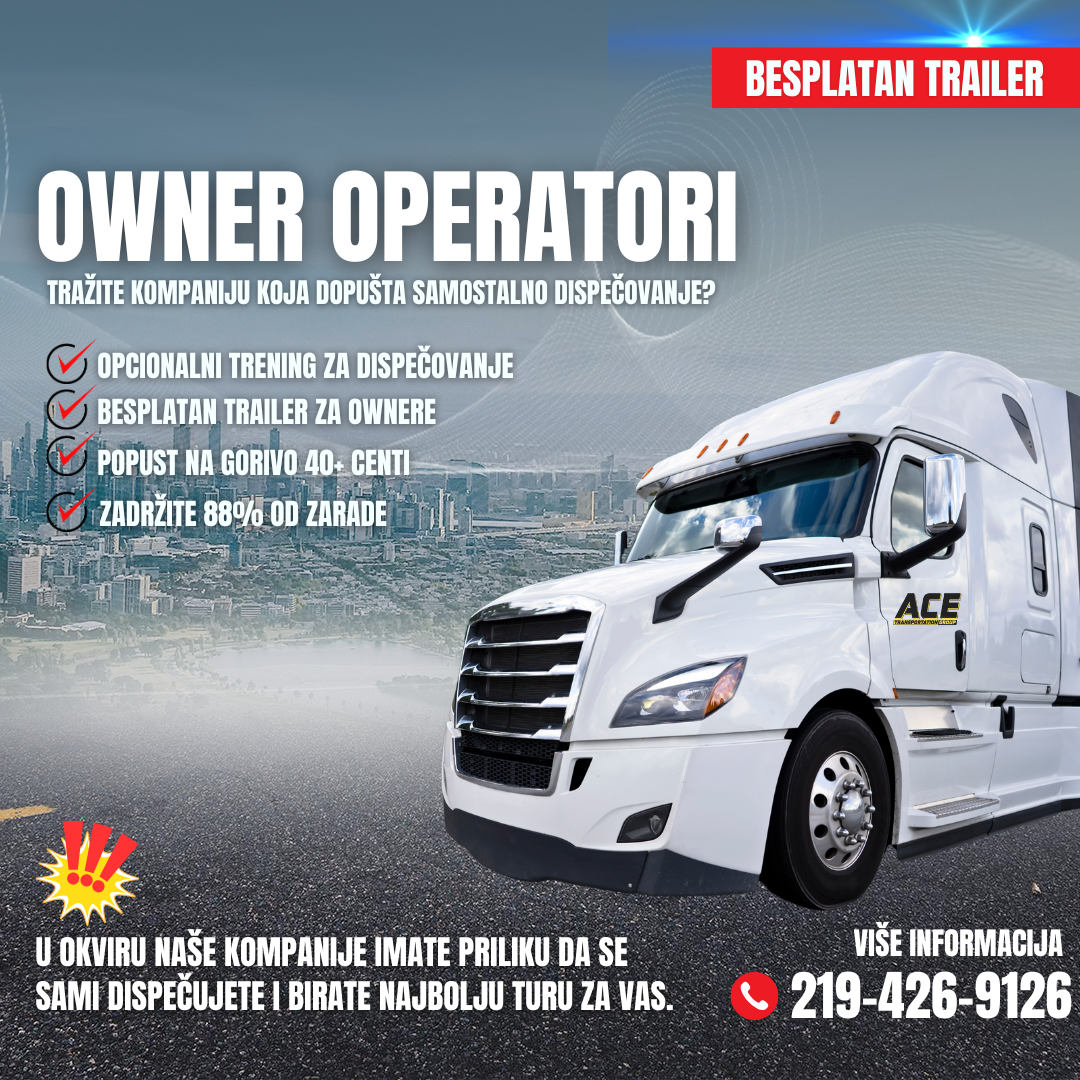 Ace Transportation zapošljava Owner Operatore - Besplatan Trailer